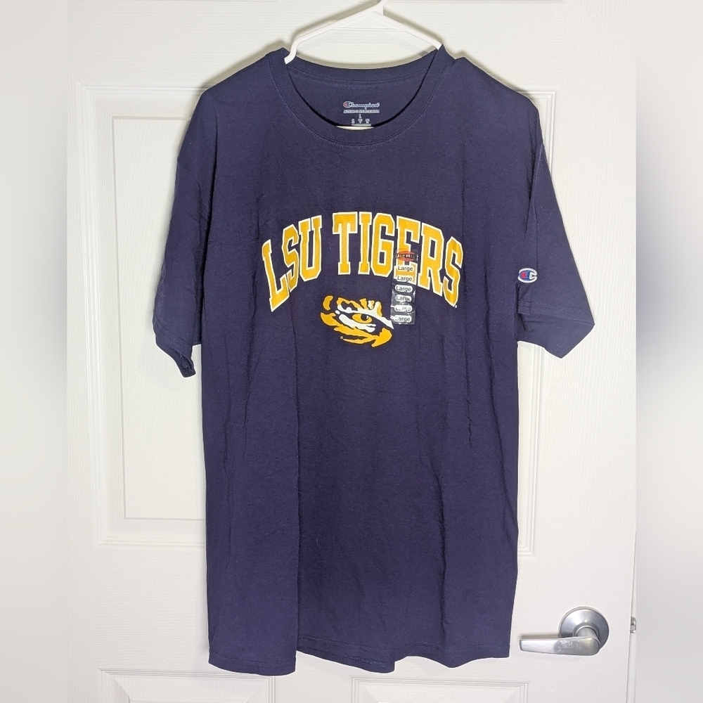 NWT Champion LSU Tigers Graphic T-Shirt Purple NCAA Football Oversized L